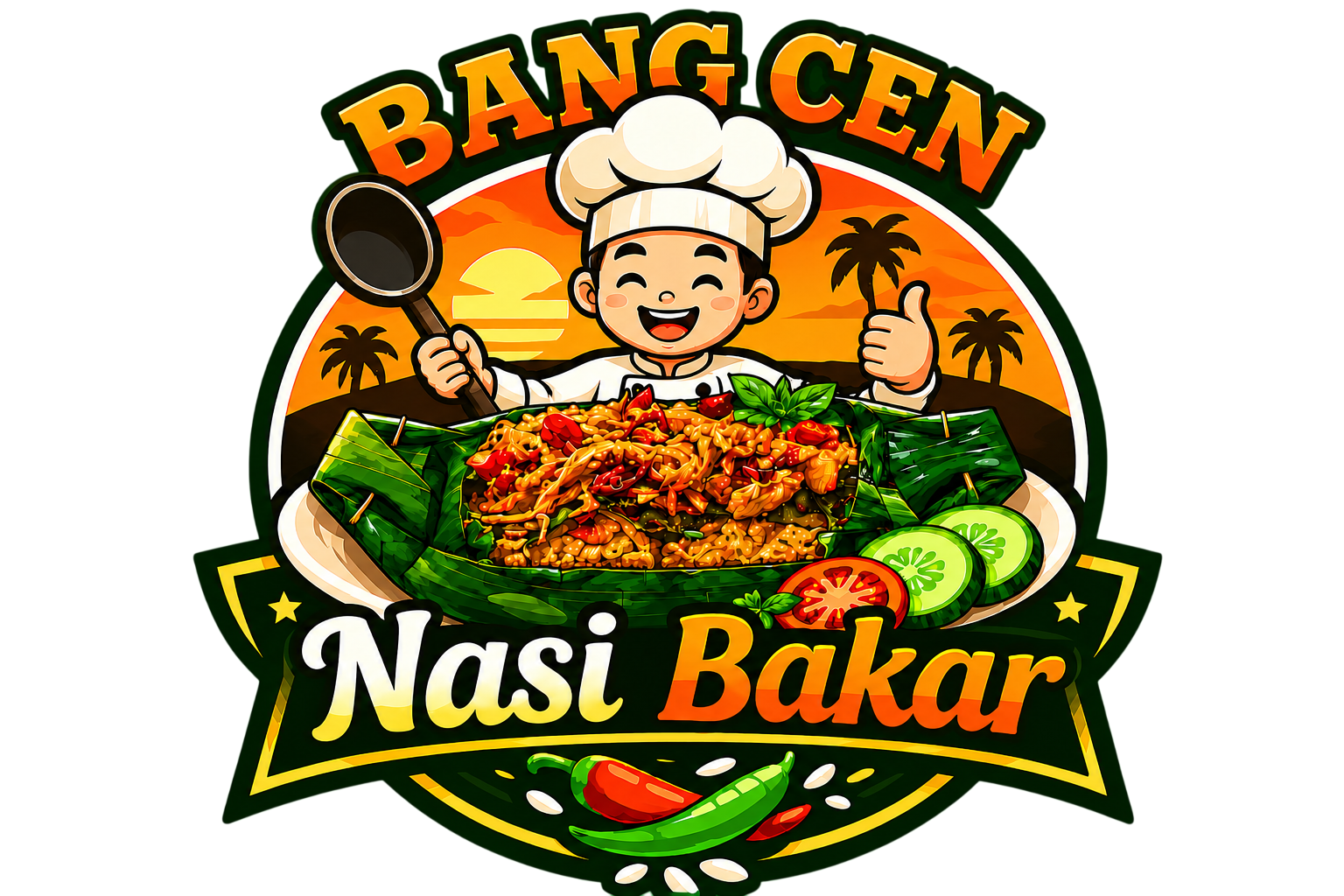 Bungkusan nasi bakar Bang Cen di atas daun pisang